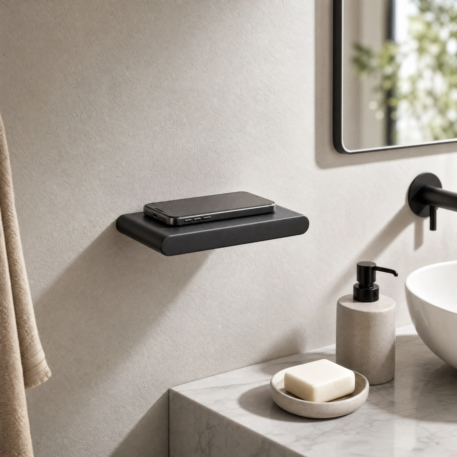 Wall-Mounted Storage Shelf Easy to Install Wall Shelf with Flat Platform Bathroom Shelves Rounded Edges Sturdy for Bedroom