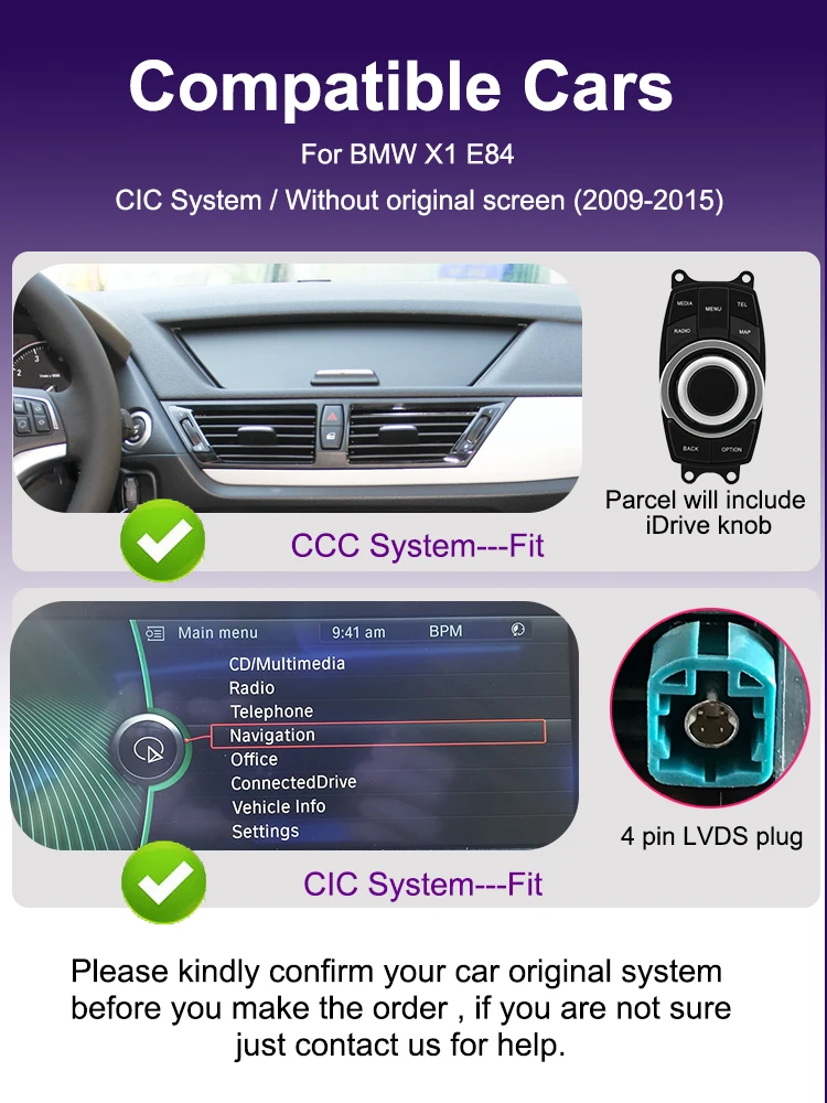 AUTOTOP 10,25 Zoll Wireless Carplay Android Auto Touchscreen für BMW X1 E84 2009-2015 CIC-System oder ohne Werksbildschirm Youtube/Wifi – Detail 3