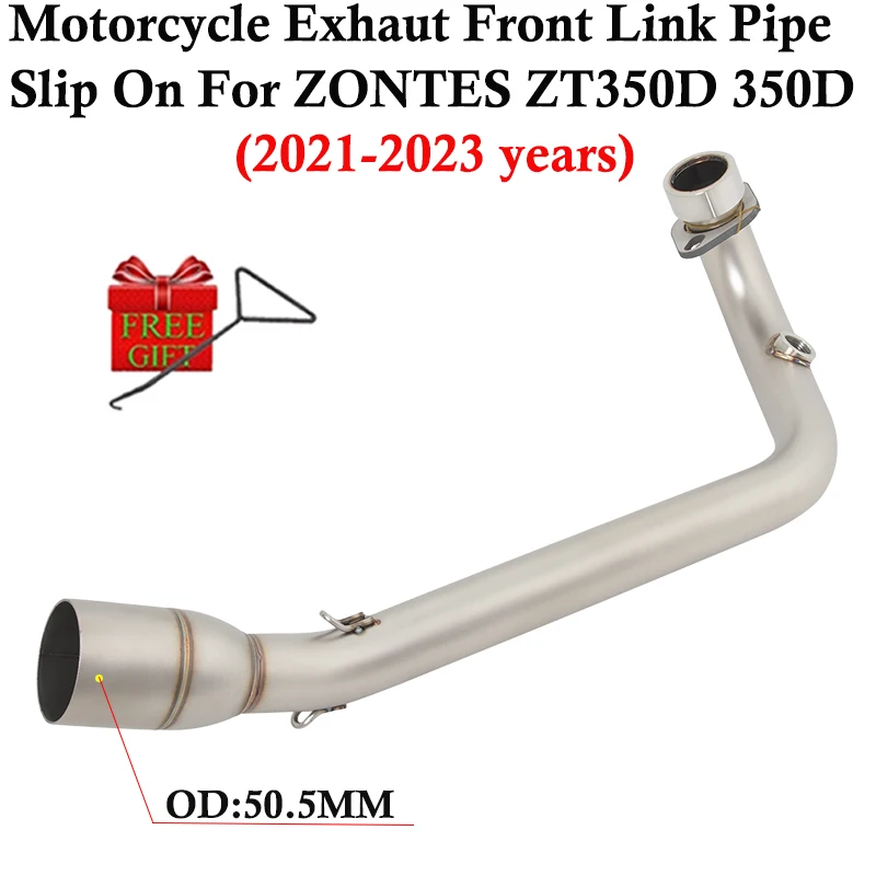 Slip On For ZONTES ZT350D 350D 2021 - 2023 Motorcycle Exhaut Escape Systems Modify Front Mid Link Pipe Connection 51mm Muffler