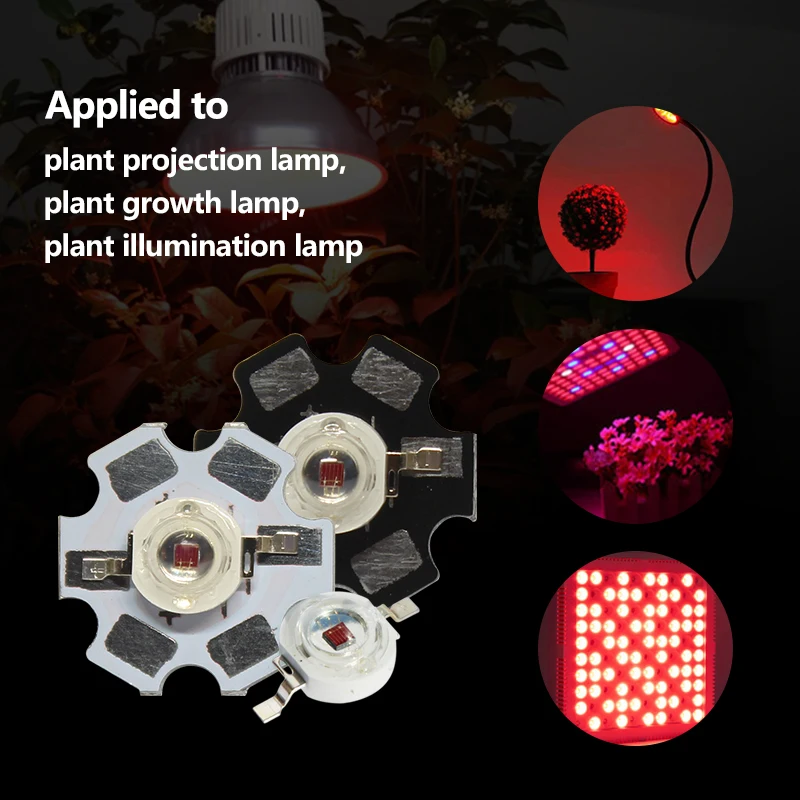 10pcs 1W 3W Deep Red 660nm High Power LED Beads Bulb Emitter Part Diode For Plant Grow DIY Light