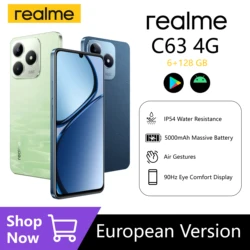 Realme-Smartphone Android C63, 4G, 6 Go de RAM, 128 Go de ROM, écran FHD + 90Hz, 6.74 en effet, touristes, 50MP, batterie 5000 mAh, lot UE