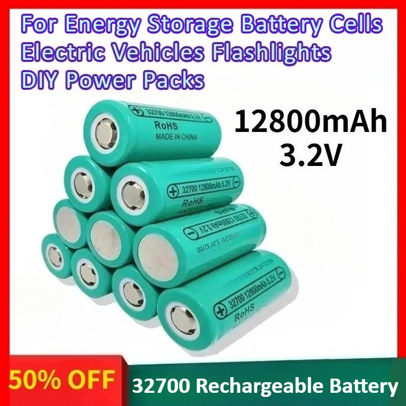 

32700 128000mAh 3.2V LiFePO4 Rechargeable Battery for Energy Storage Battery Cells Electric Vehicles Flashlights DIY Power Packs
