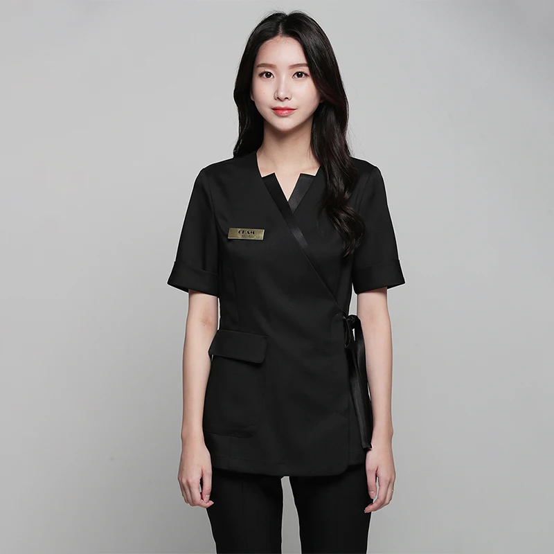 spring beautician work clothes Pavilion of regimen high-end beauty salon white professional women's pants black suit temperament