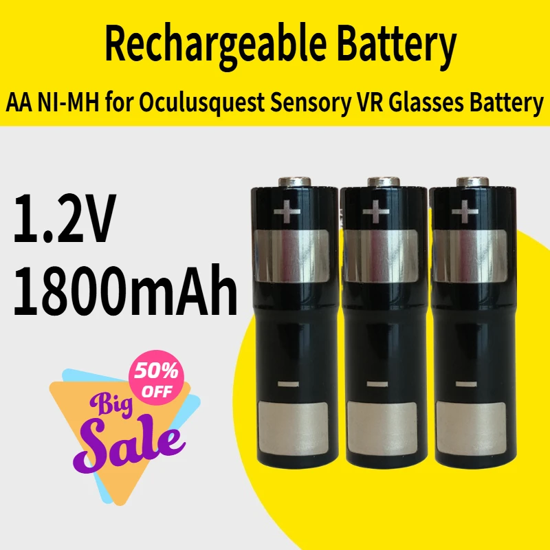 

1.2V Replacement Rechargeable Handle Battery AA Batteries 1800mAh for Oculusquest Sensory VR Glasses NI-MH Battery