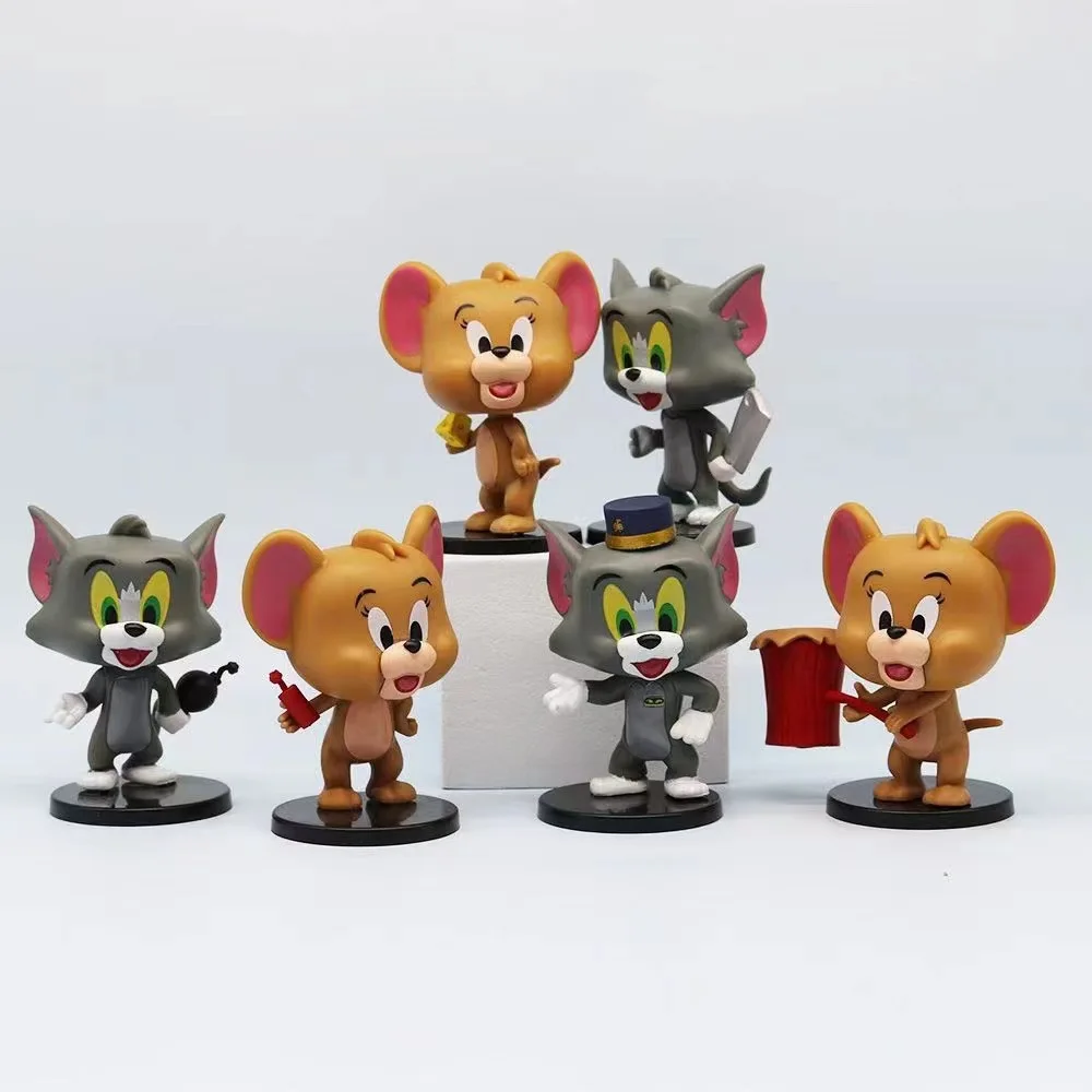 [Funny] 6pcs/lot Disney Q-version cute Tom and Jerry Action figure toys statue collection model home decoration kids best gift