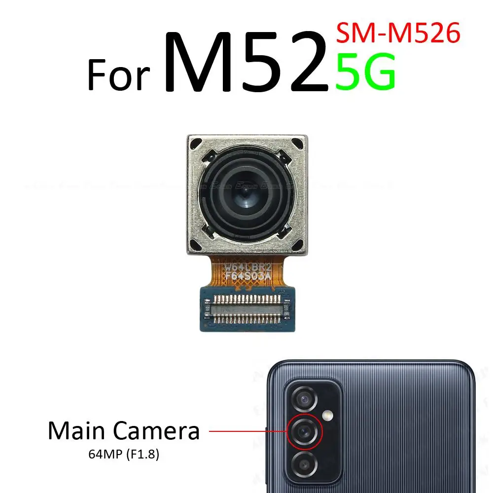 Main Depth Telephoto Macro Ultrawide Back Front Selfie Camera For Samsung Galaxy M62 M52 5G M526 M625 Flex Cable Repair Parts
