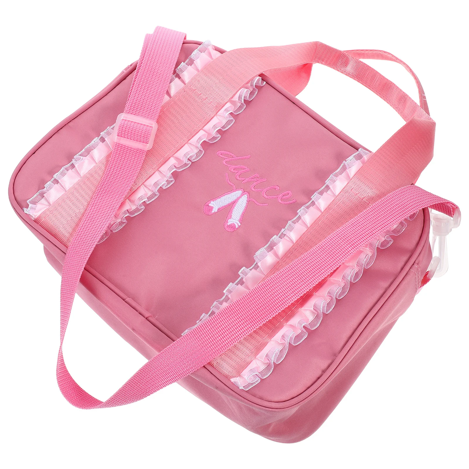 حقيبة الرقص الوردية الدانتيل الباليه حمل حقيبة الكتف Crossbody Duffle Messenger لراقصة الباليه سعة كبيرة سستة آمنة #1