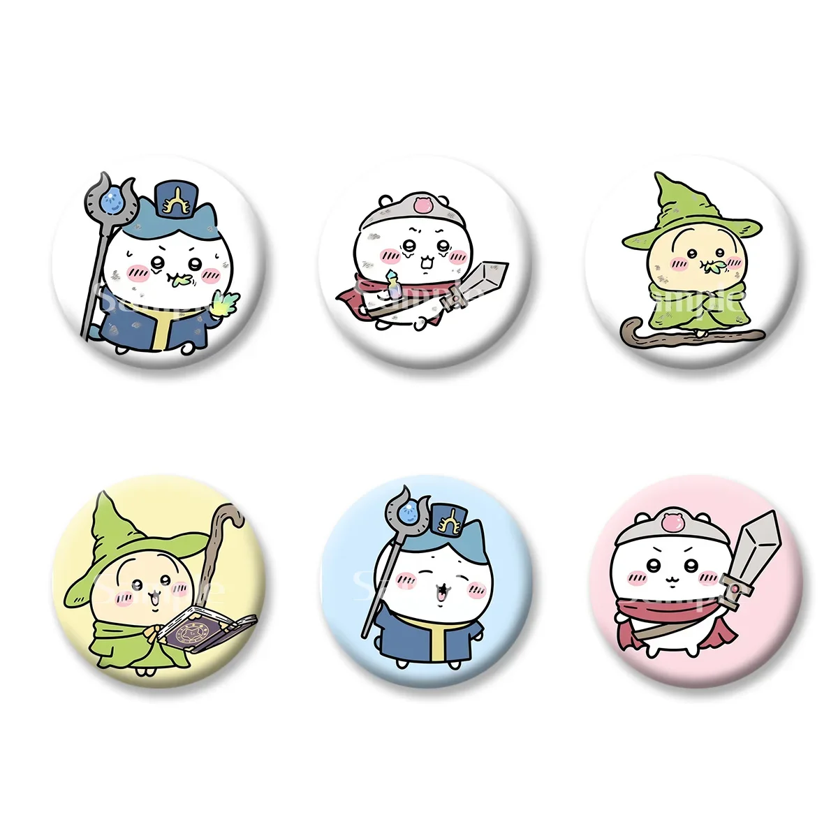 Kawaii Chiikawa Fighting Flash Badges Button PinsBrooch Keychains Makeup Mirror Fridge Magnet Cute Jewelry Gift for Kids Friends