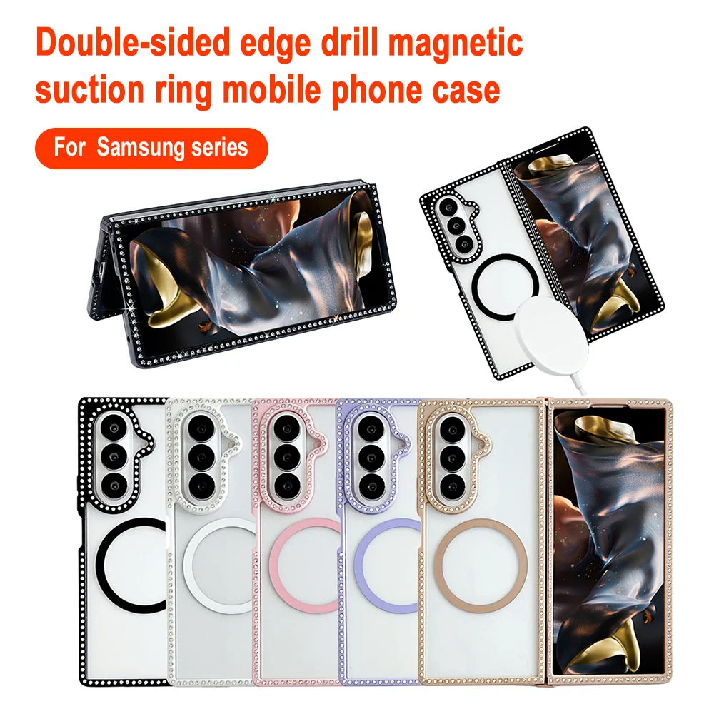 Magnetic Fold Phone Case For Samsung Galaxy Z Flip Fold 7 6 5 4 5G Transparent Split Shockproof Protective Case Kickstand Cover