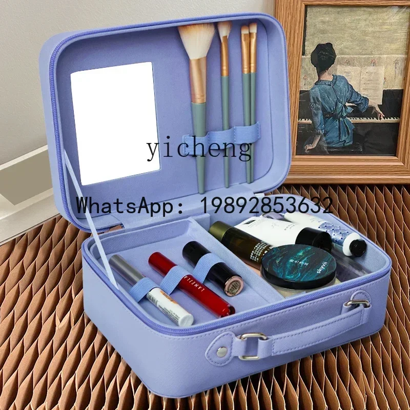 B1  cosmetic bag large capacity with mirror multi-function portable ins wind follow-up cosmetic case