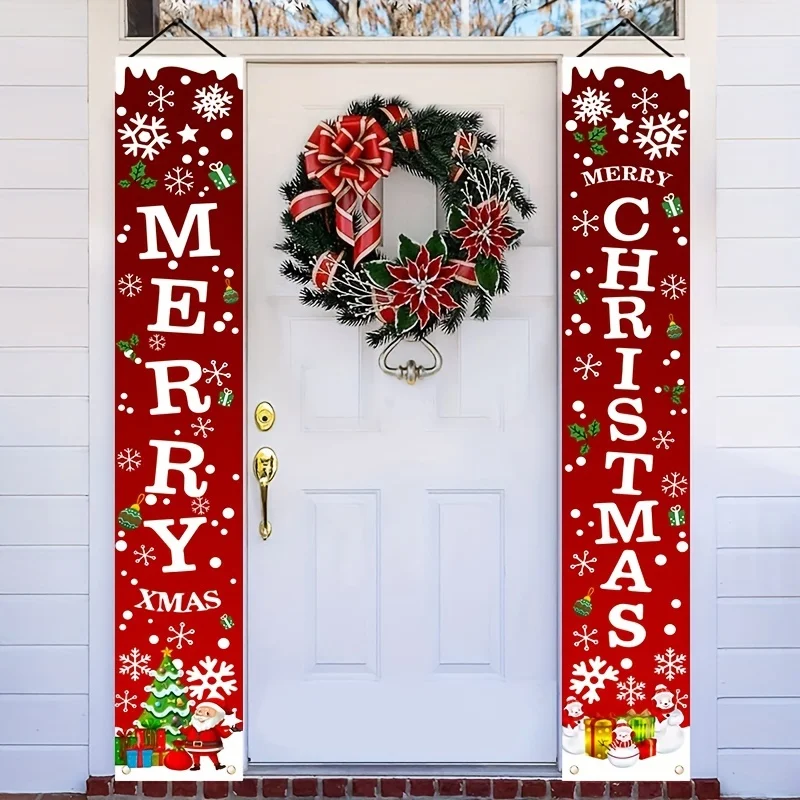 A Pair of Christmas Banners for Holidays: Suitable for Home, Party, or Garden Decoration -180cm/70.8 Inches X 30cm/11.8 Inches