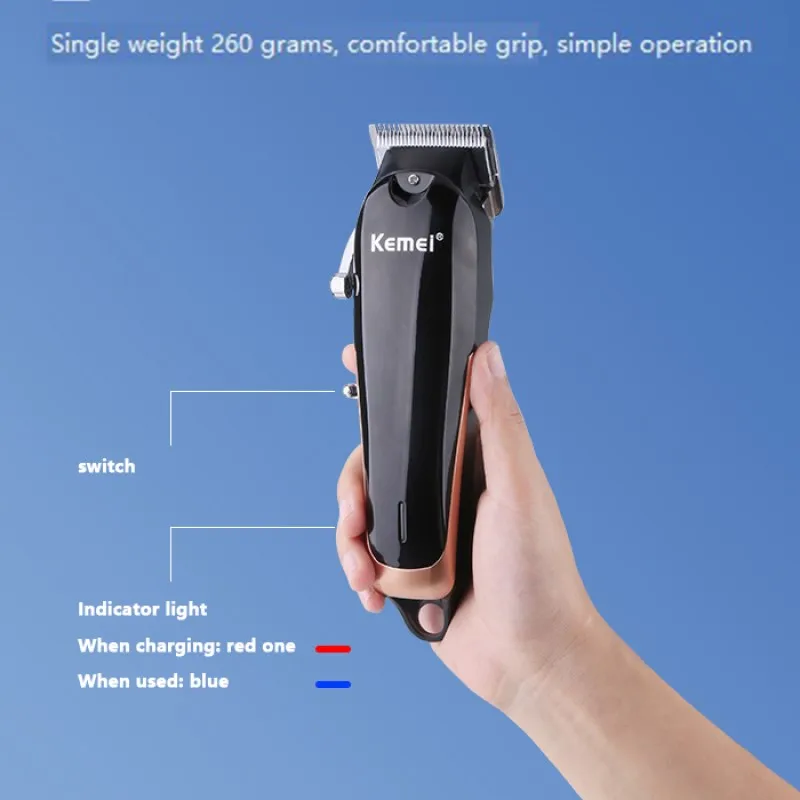 Kemei KM-1756 Hair Clipper Professional Barber Fade Hair Cutting Machine Rechargeable Electric Cordless Trimmer Men Strong Power