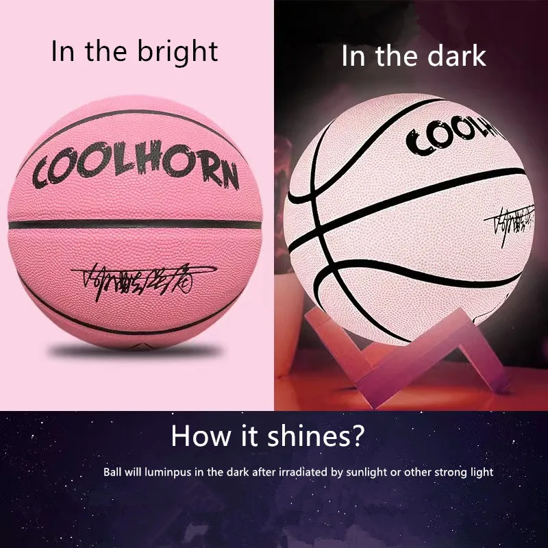 Glow In Night  Glow Basketball Size 5 Size 6 Size 7 Children Adult Student PU Soft Leather Outdoor Wear-resistant And Anti-skid