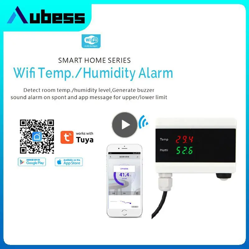 

Humidity Temperature Detection Sensor Wifi With Digital Display Temperature And Humidity Sensor Built-in Alarm Buzzer Smart 2.4g