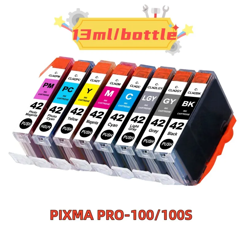 CL1-42 Ink Cartridge 8 Pack (BK/C/MIY/PC/PM/LGY/GY) Ink Pack Replacement for PIXMA PRO-100/100S