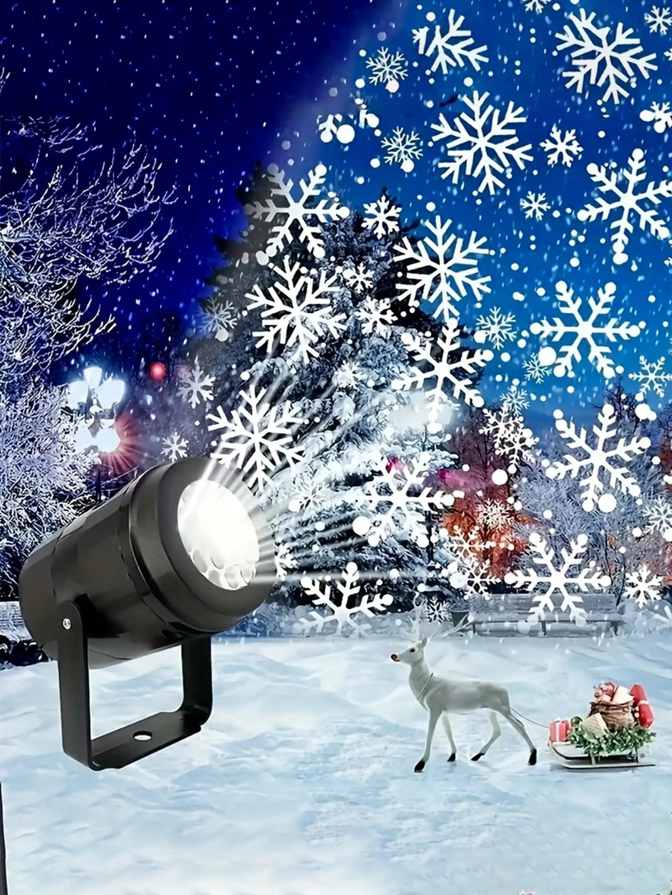 قطعة واحدة من ضوء ندفة الثلج الدوار لعيد الميلاد: جهاز عرض يعمل بمنفذ USB، مثالي لديكور العطلة/عيد الشكر في الأماكن المغلقة #2