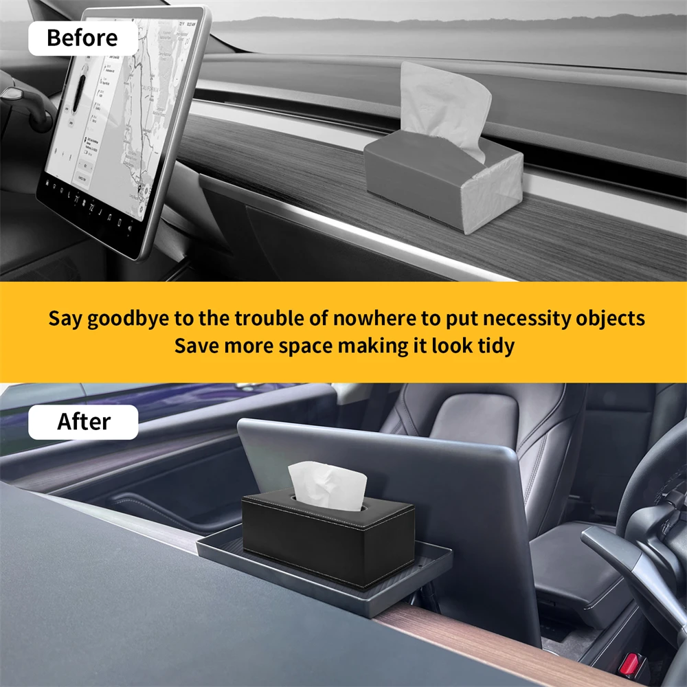 For Tesla Model 3 Y Magnetic Storage Box Car Display Screen Rear Hidden Storage Tray Tissue Box Sundry Rack Model Y