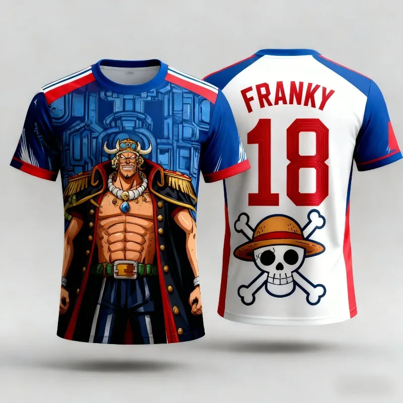 Camiseta Casual Unisex de Anime con Estampado 3D Completo Clima-Tact de One Piece, Diseño Veraniego con Nami 7, Franky 18 y Usopp 4, Transpirable