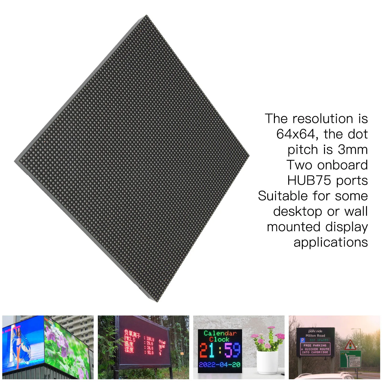 

Светодиодная панель 4096 светодиодов RGB Полноцветная регулируемая яркость 64x64 Шаг 3 мм Модуль светодиодной панели дисплея Светодиодная панель RGB Светодиодная панель