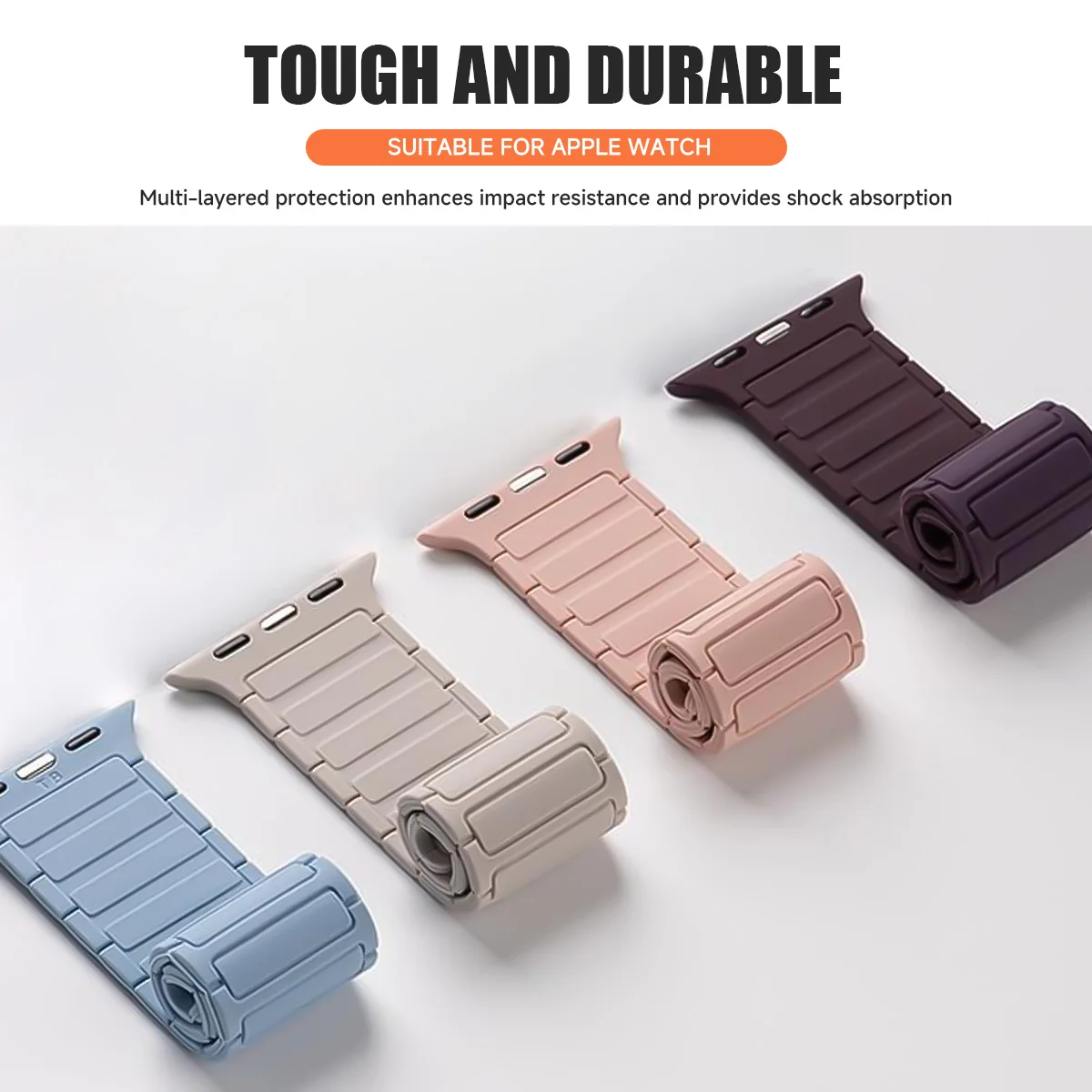 Two-color Magnetic Silicone Strap for Apple Watch Bands 46mm 44mm 42 40mm correas Bracelet iWatch Series 11 10 9 8 7 Se Ultra 3