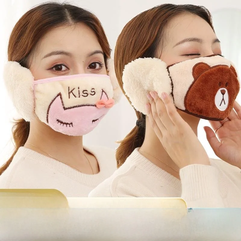 

Warm Fleece Lined Printed Face Mask for Bike Riding Winter Windproof Youth Fashionable Protective Face Cover