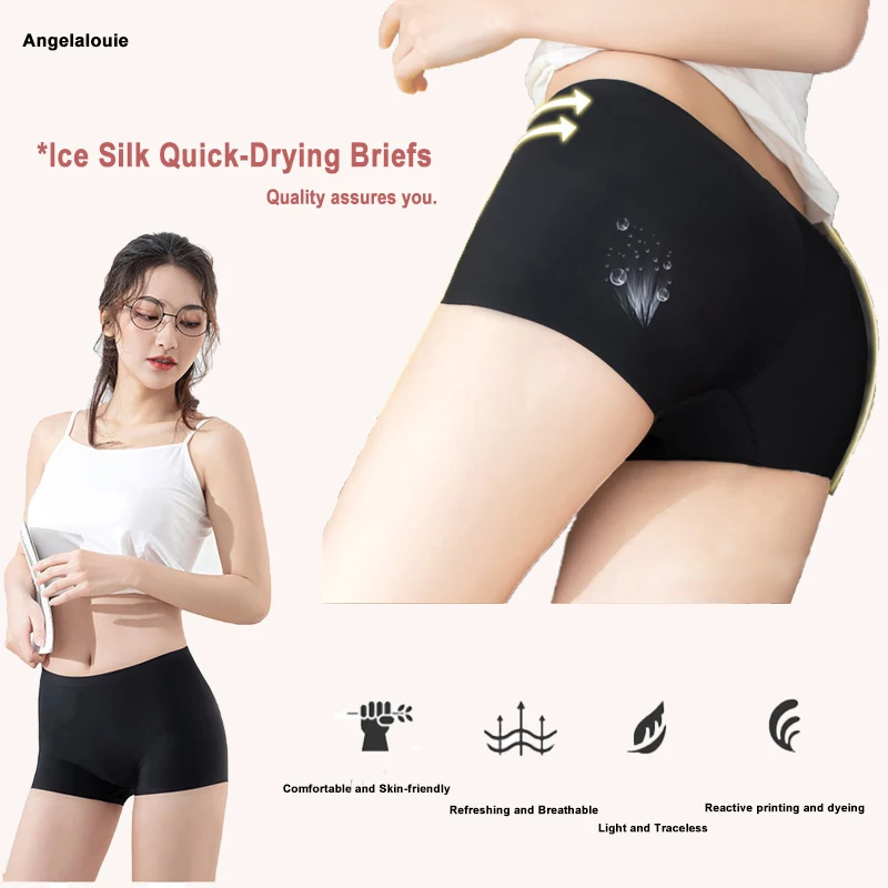 Women's Summer Seamless Safety Pants Ice Silk Panties Anti-glare Underpants Ladies.Girl Boxer Shorts Briefs Cozy Breathable