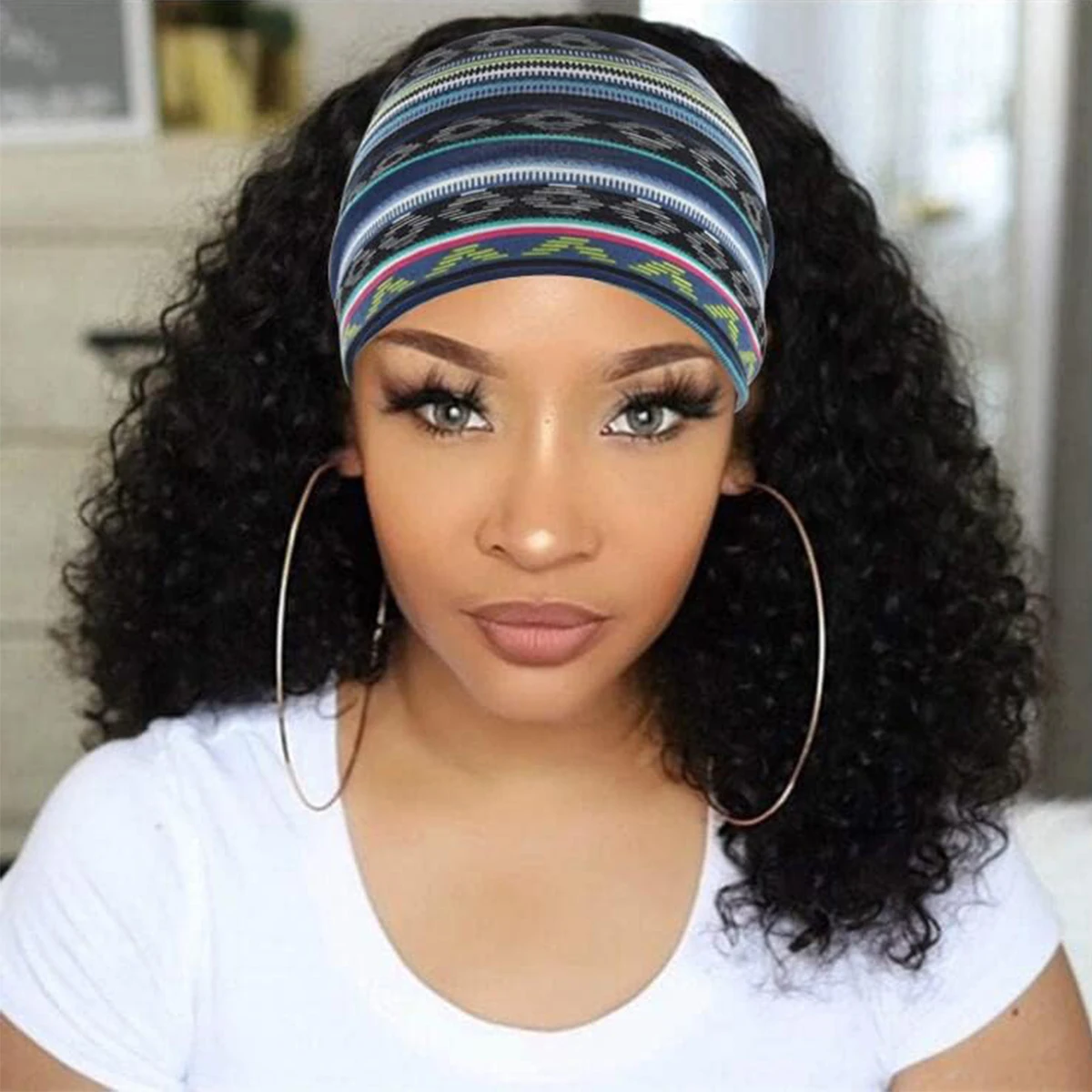 New Bohemian Wide Headband Knotted Yoga Hijab Striped Headband Elastic Headband Headband for Women and Girls