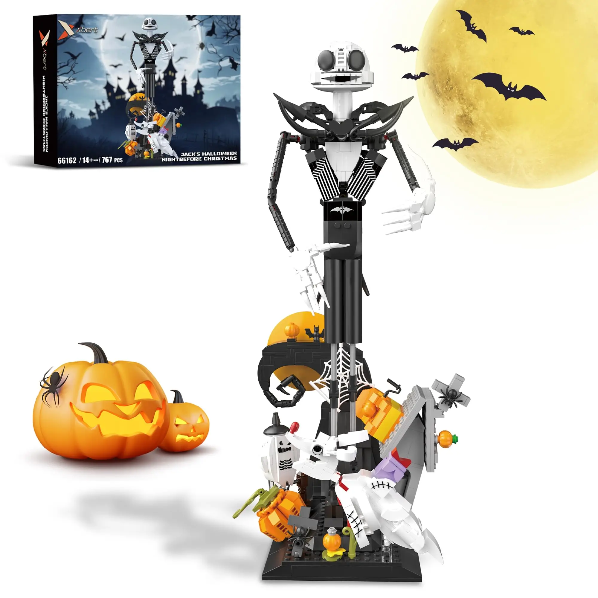 

Halloween Skeleton Haunted Toy Building Set, Creative Festival Toys Gift for Kid, Adults and Movie Fans (767 PCS)