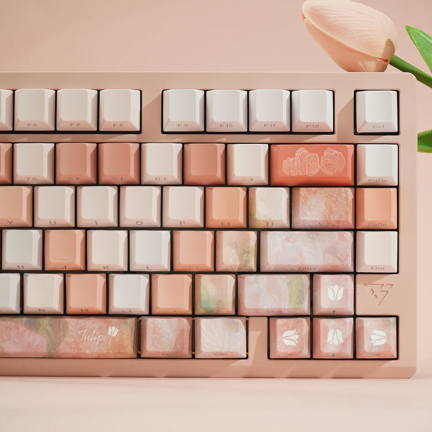 Tulip impression original side engraved pbt keycap hot sublimation full set suitable for mechanical keyboard