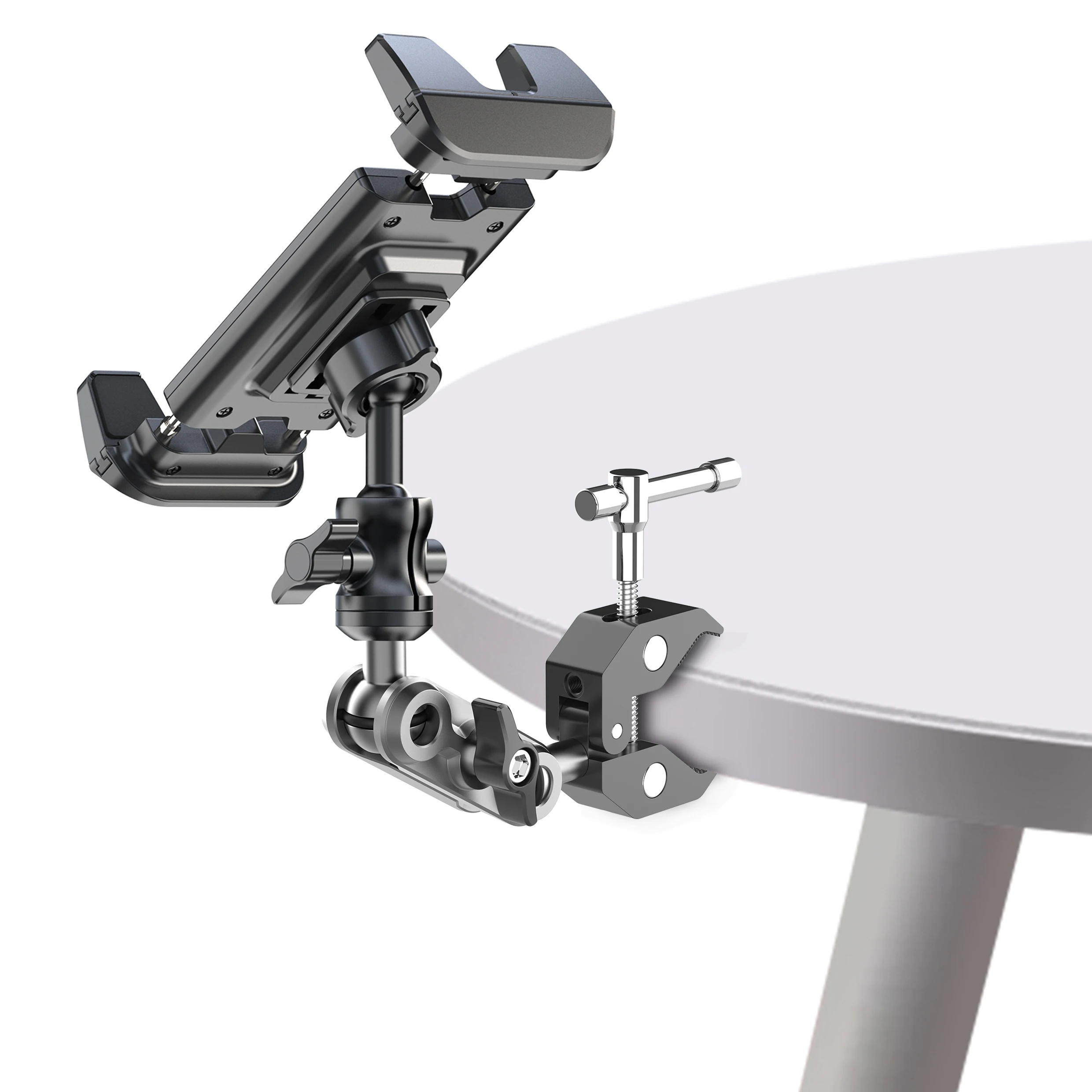 Handy- und Tablet-Halterung für Laufband/Spin-Bike/Kinderwagen/Rollstuhl/Golfcart/Stangen/Notenständer/Fitnessbike – Detail 8
