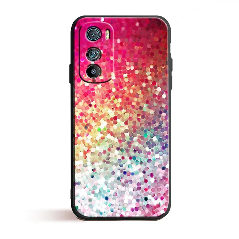 Glitter Sand printing art Cover For Motorola MOTO G9 G22 G30 Edge30 Pro E22 S E30 E40 Fusion Plus Lite Black Phone Case