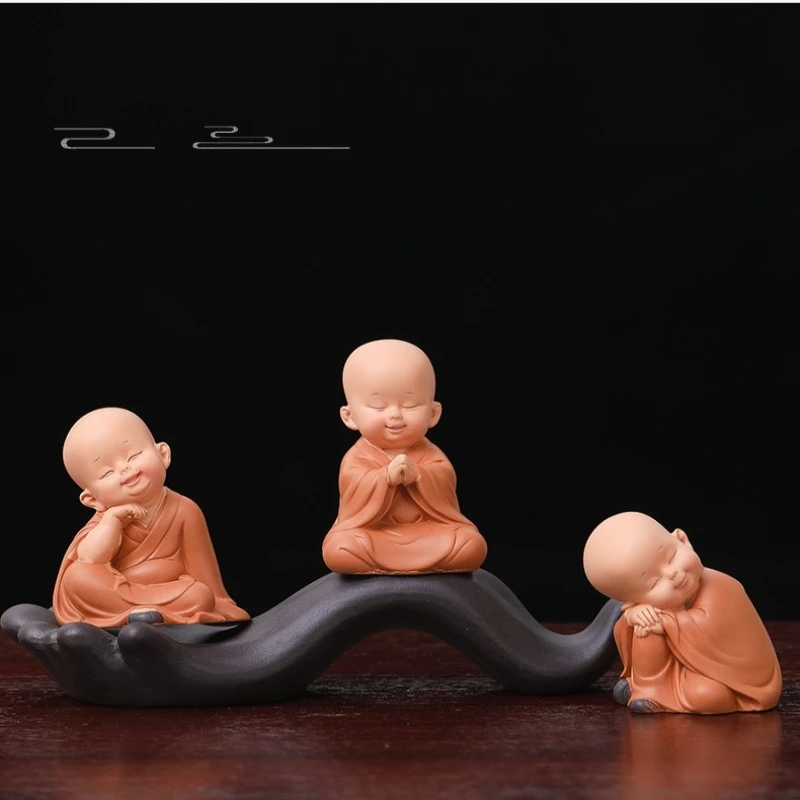 

Cute Monk Statue Zen Figurine Resin Craft Home Office Decor Living Room Ornament Kids Gift Buddha Sculpture Decoration Crafts