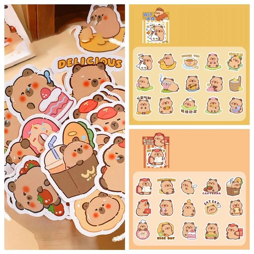 30 sheets/bag Kawaii Capybara Stickers Funny Cute Capybara Hand Account Sticker Multi-purpose Portable Stationery Sticker Cup