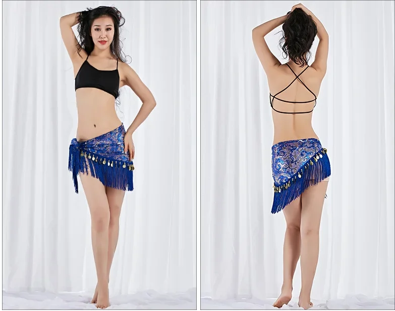 Bauchketten-Tailleketten mit Quasten, Pailletten und goldenen Münzen für Damen, Hüfttuch, orientalisches Tanzkostüm für Aufführungen und Übungen, Tanzaccessoires. – Detail 4