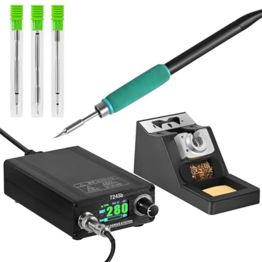 

Soldering Station DIY Electronic Welding Iron Tips Handle Aluminum Alloy Case and Handle Bracket 100-240V 180W US Plug C245 Iro