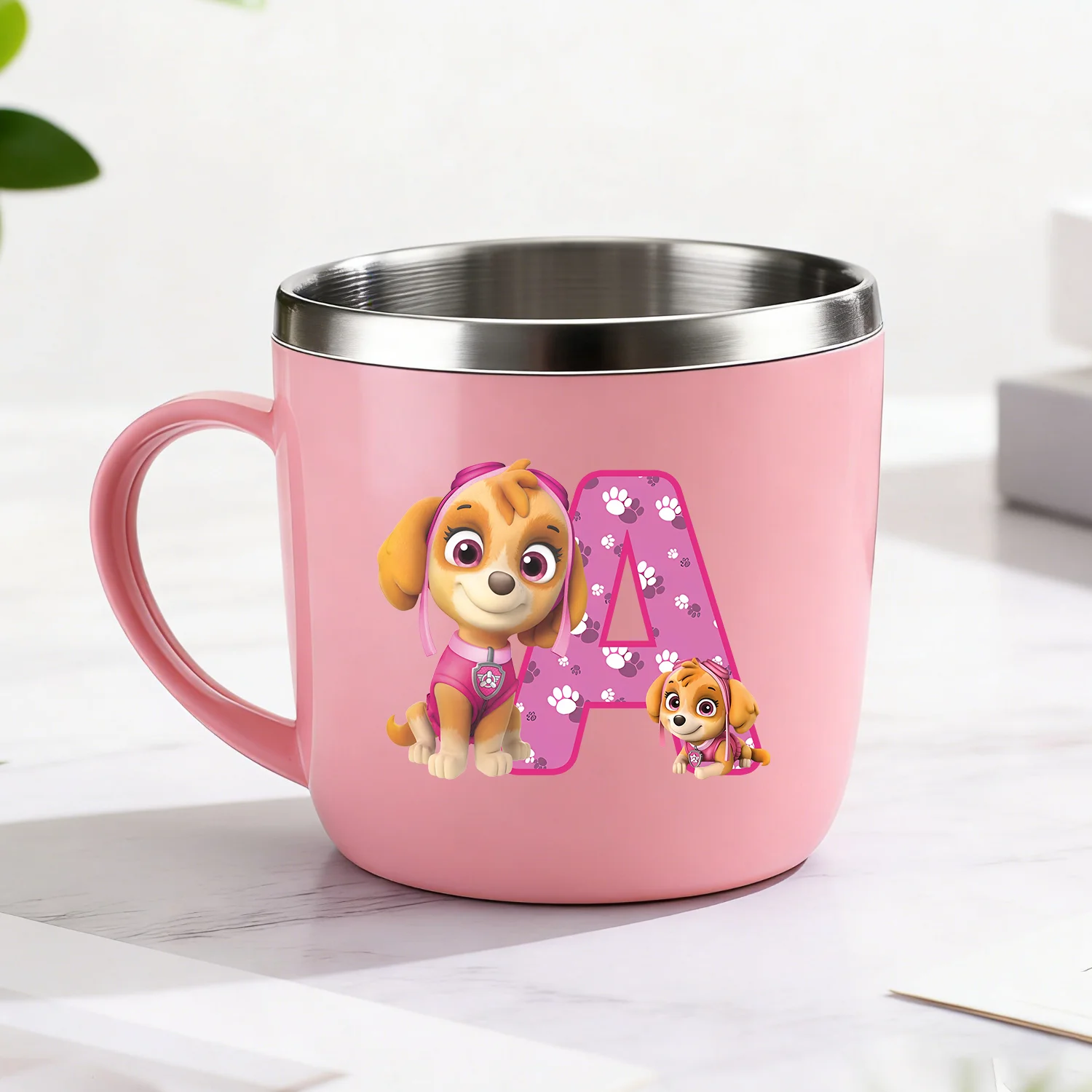 Paw Patrol Skye 304 Stainless Steel Water Bottle Cartoon A-Z Letter Toothbrush Cups Kawaii Anime Water Cup Girls Birthday Gift - view 2