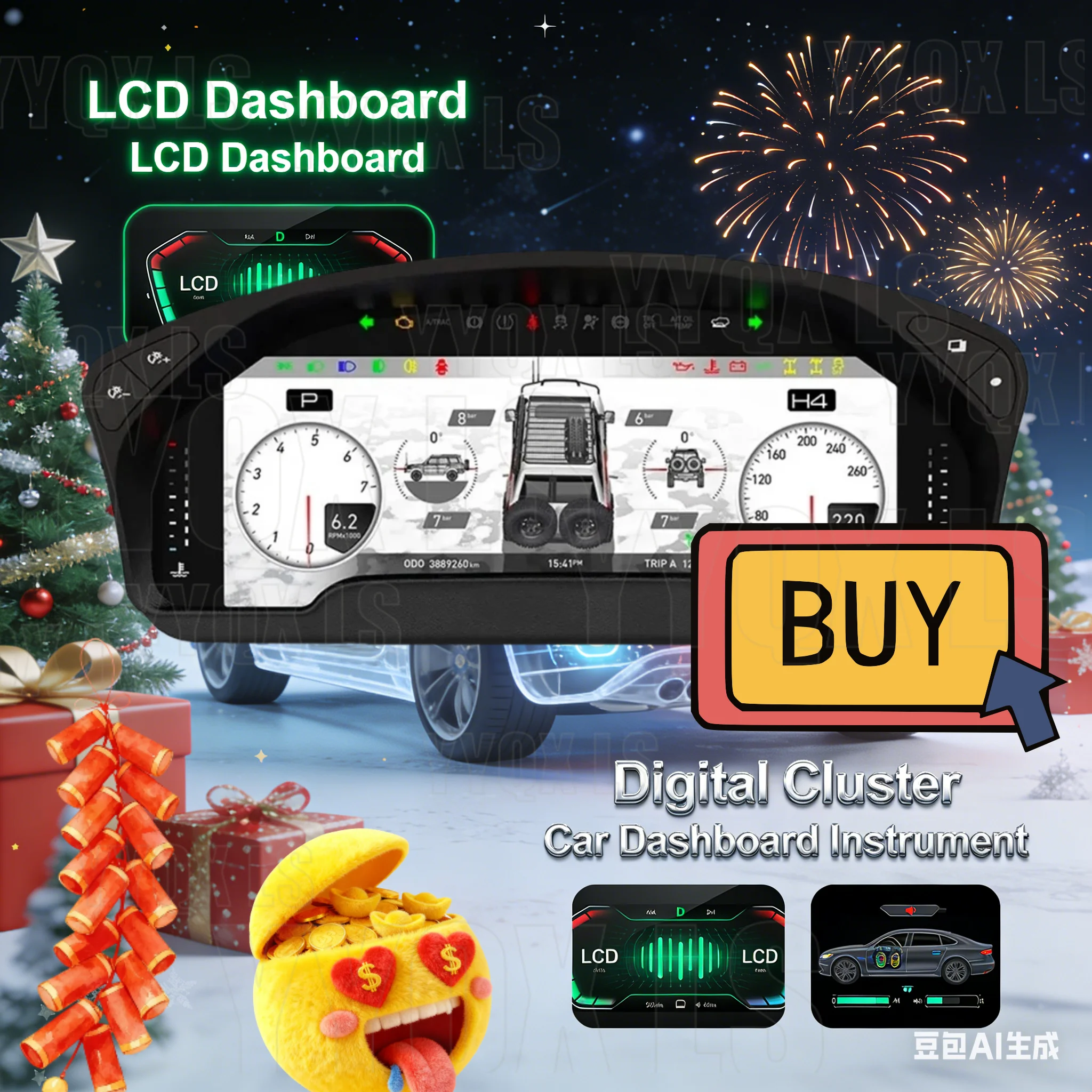 Upgrade Dashboard For Nissan Y61 2014-2022 LCD instrument cluster Virtual Driving display Cockpit Virtual Instrument
