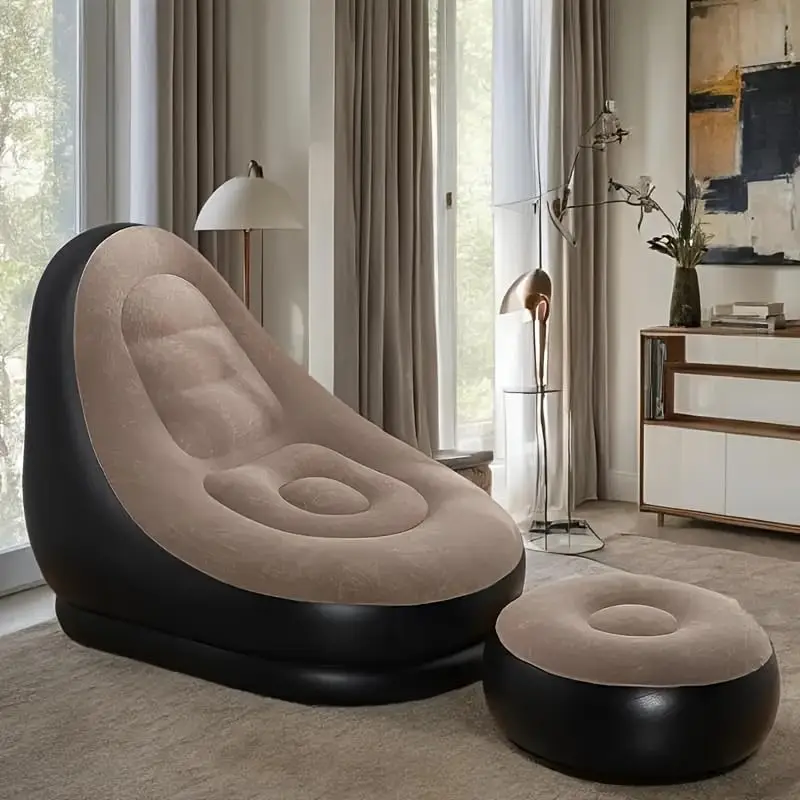 Thickened Inflatable Reclining Lazy Couple Sofa with Footstool Leisure Sofa Lounge Chair For Garden Outdoor Household