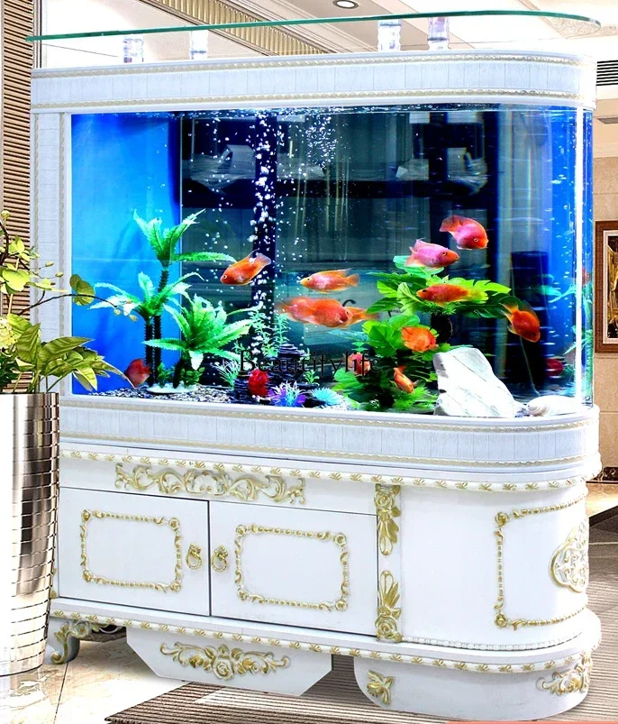 

LD33European Fish Tank Glass Bottom Filter Aquarium Medium Large Living Room Home Change Water