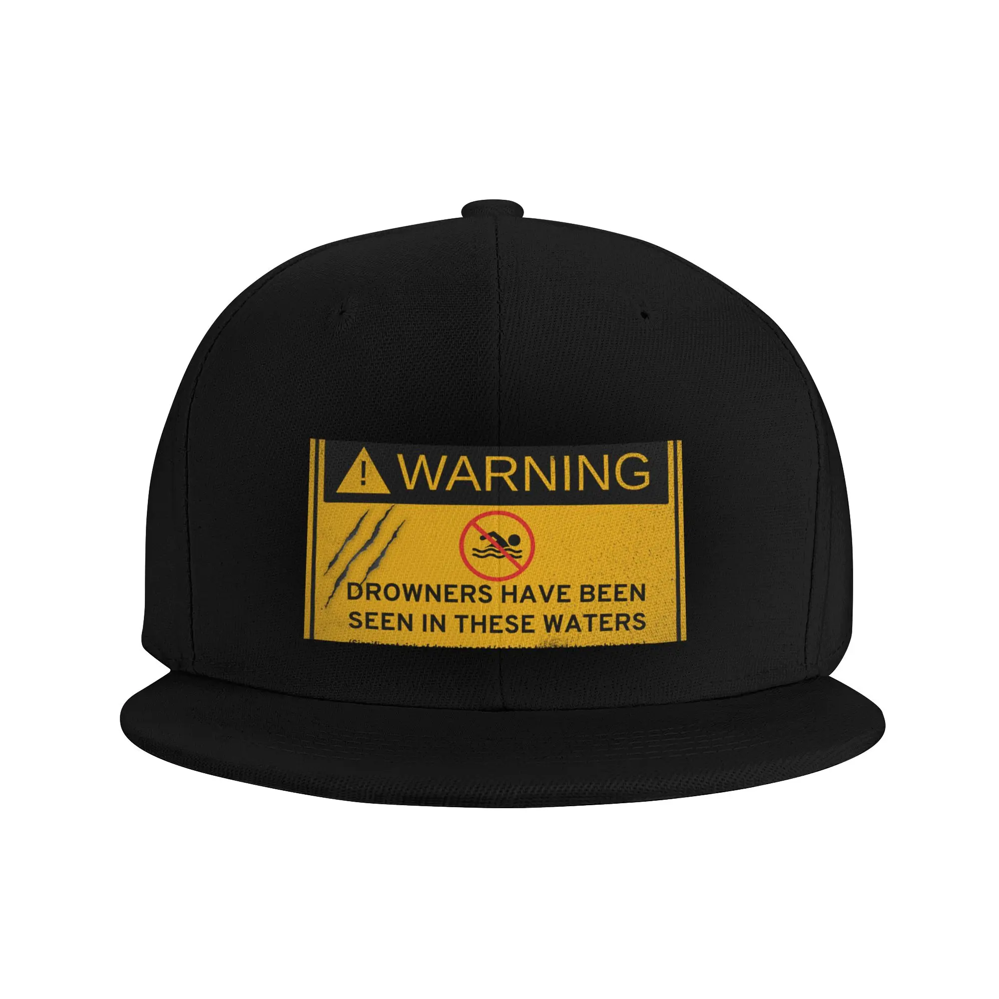Fashion An Undead Glitch  Drowner Warning Sign Flat Brim Sun Hat  Japanese Minimalist Sports Visors