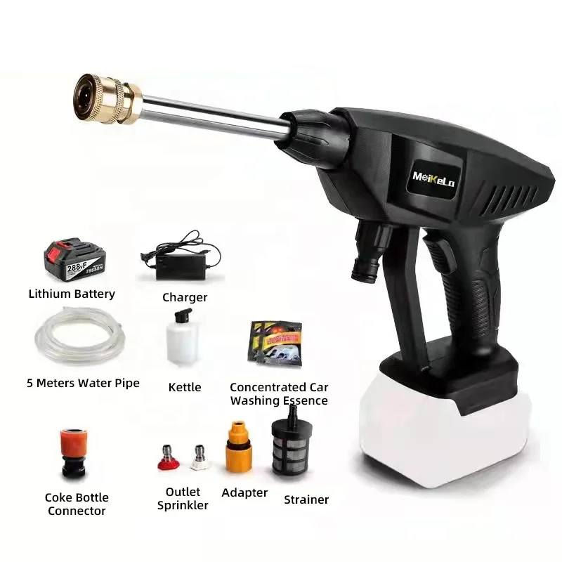 SXLL 21 فولت 300-500 واط اللاسلكي غسيل السيارات بندقية ارتفاع ضغط يده التلقائي رذاذ قوي غسيل السيارات حديقة بطارية المياه السلامة #5