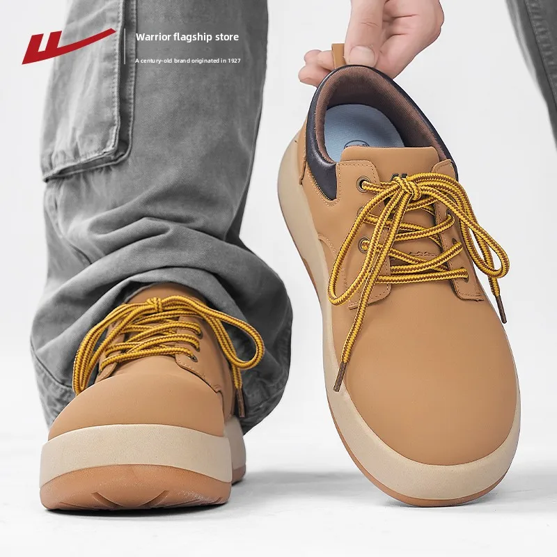 

Warrior Boots Men's Big Head Casual Leather oes Low Help Winter Boots Yellow Work Boots Faionable Leisure oes