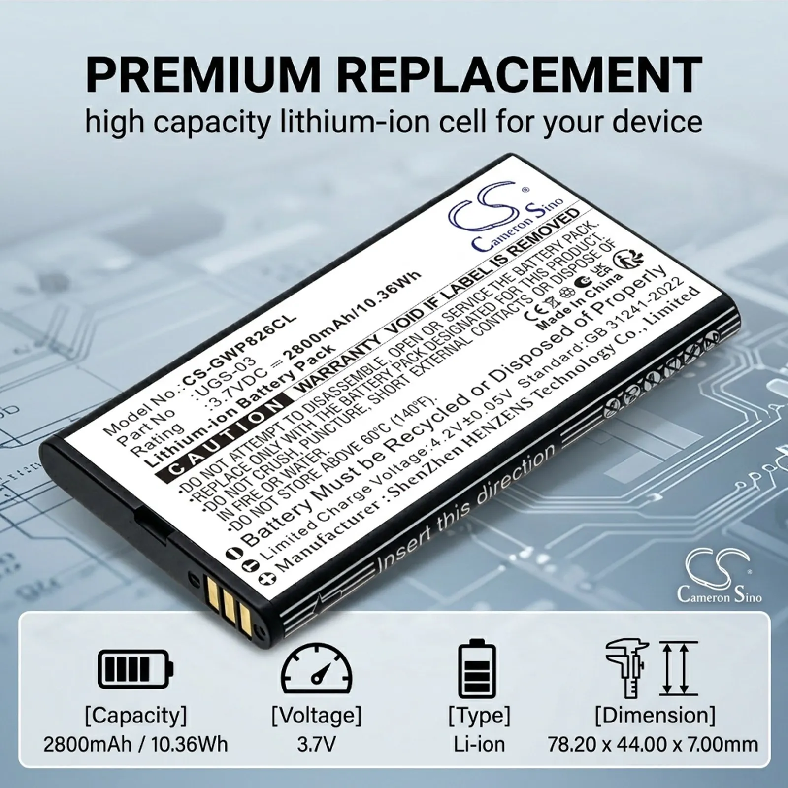 CS Replacement Battery For Grandstream WP826 WP836 2800mAh / 10.36Wh