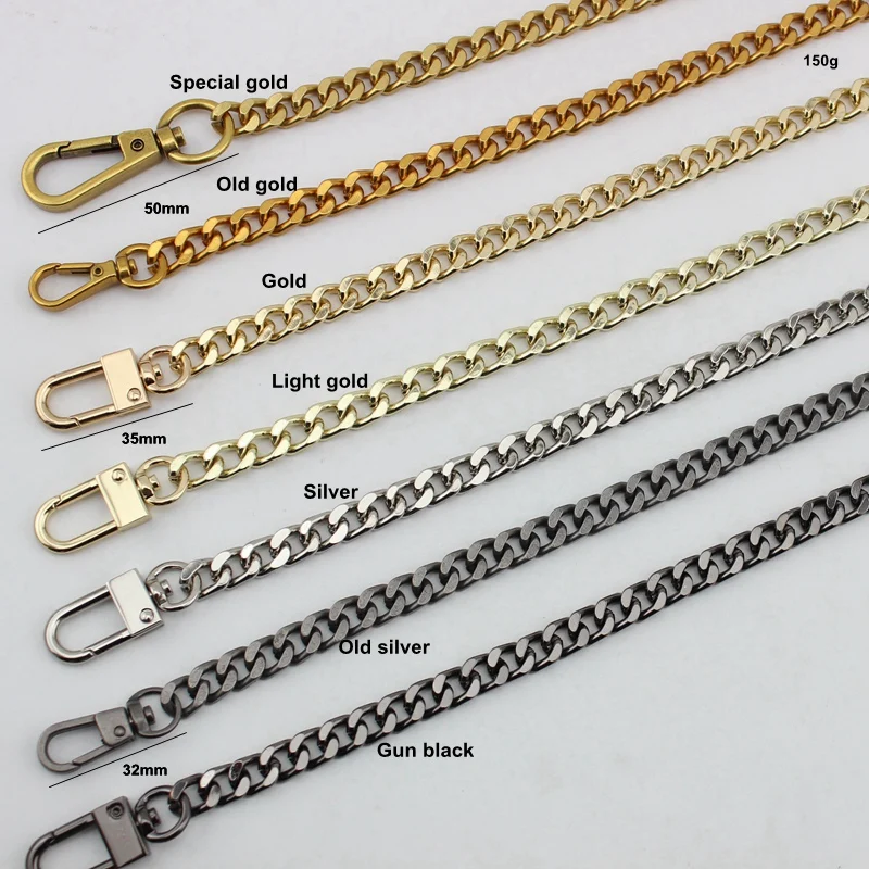 120cm 130cm 7 colors width 8mm Chains Four face Fashion Chain making bag handbag chain removable long chain metal strap