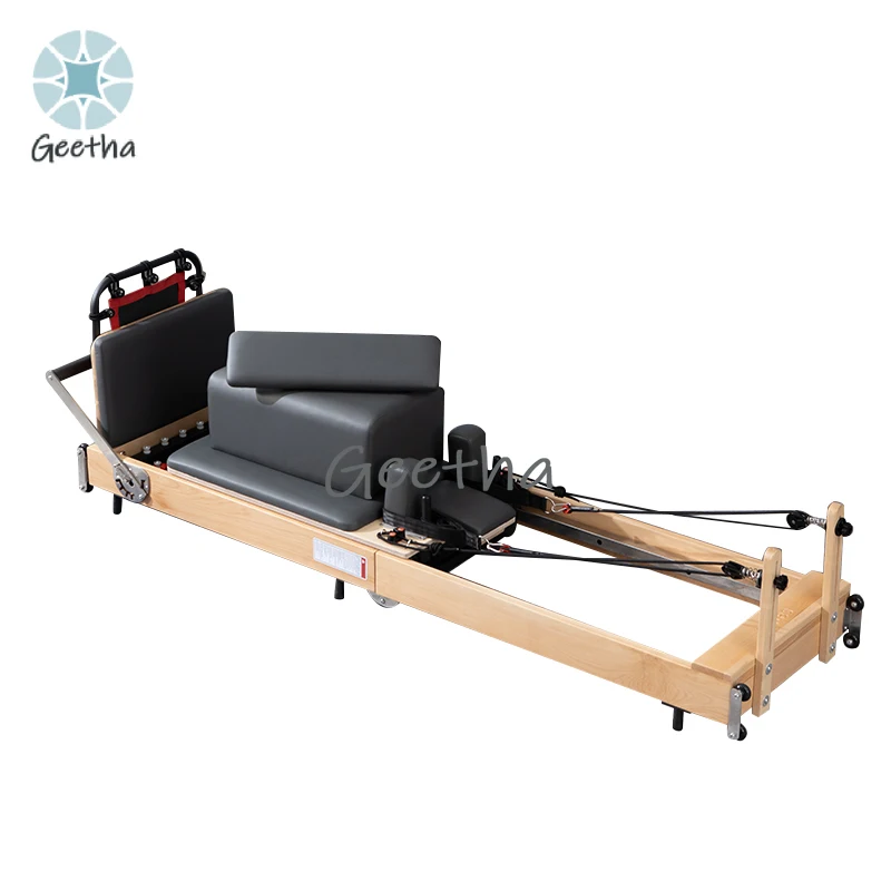 New High Quality Portable Home Reformer Pilates Machine Durable Wood Foldable Pilates Reformer