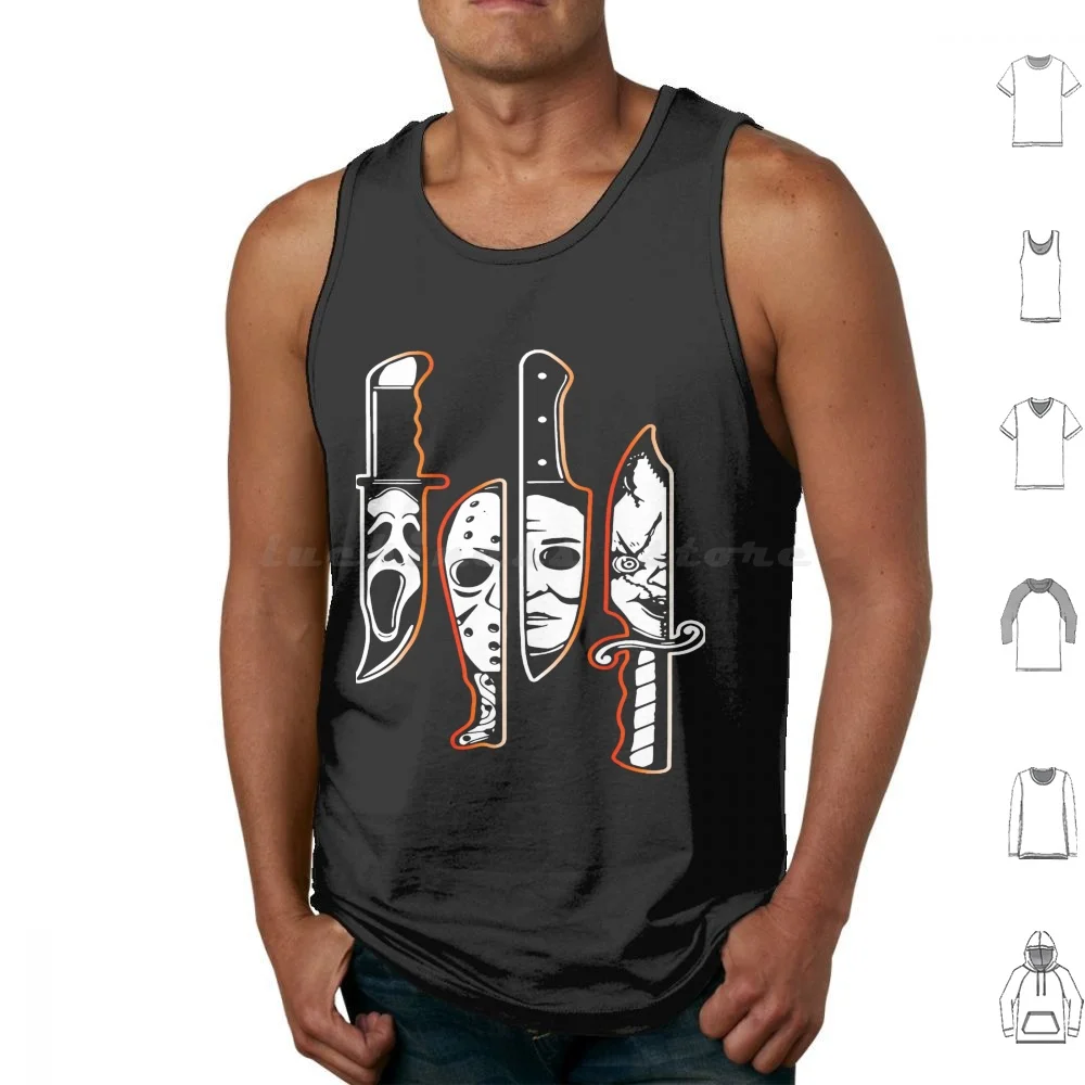 Characters In Knives 6982 Tank Tops Vest Sleeveless Horror Halloween Slasher Scary Horror Movie Ghostface Nightmare Horror