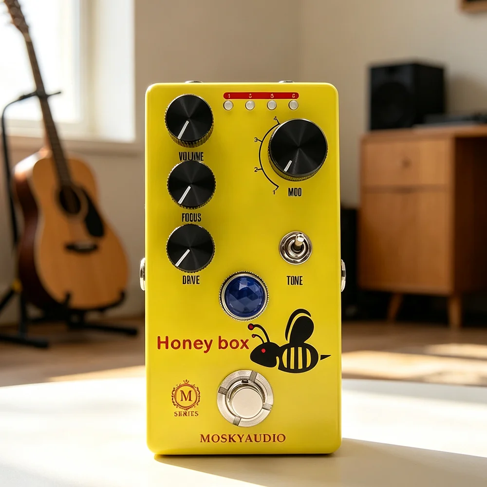 4‑Mode Drive  Stompbox HONEY Box Dynamic Low‑Gain Guitar Overdrive Effect Pedal True Bypass Focus EQ Control 2‑Voice Toggle