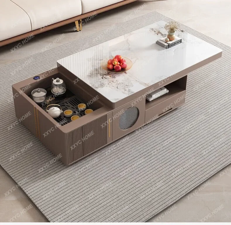 Telescopic Smart Tea Table Dining Table Integrated With Kettle Living Room Tea Table Rock Slab
