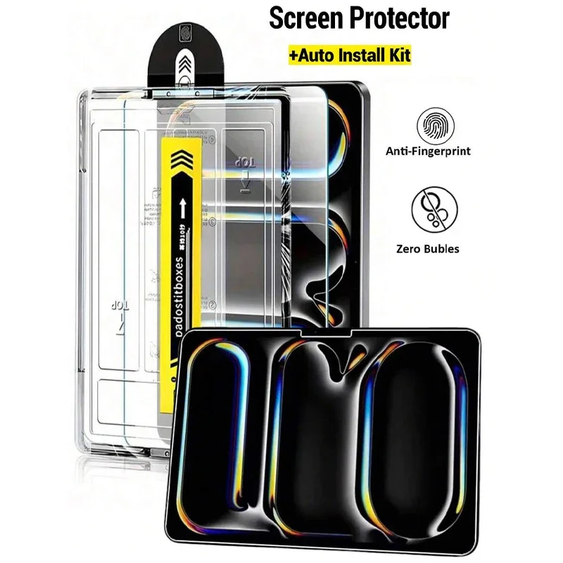 Tempered Glass For IPad 11th A16 2025 2024 Screen Protector Auto-alignment Installation Kit for IPad Air6 Air 11/13inch HD Film
