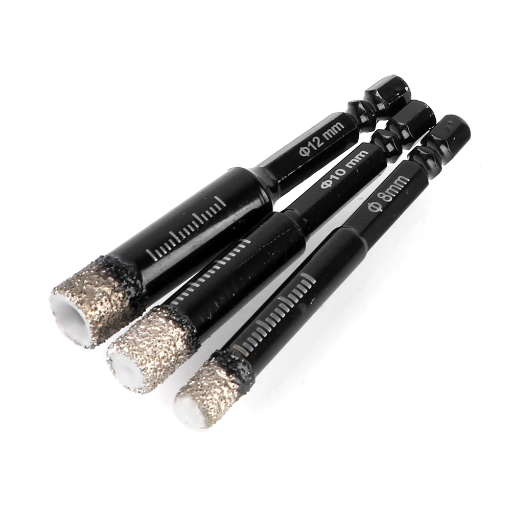 For Marble Brick Ceramic Granite Glas Hole Opener Brazed Dry Drill Bit Opening Hole Hexagonal Shank Drill 5/6/8/10/12mm